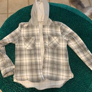 BKE youth girls plaid shirt/light jacket hooded size large good condition $8